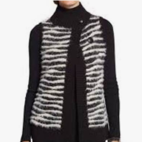 Chico’s Mohair Wool Blend Fuzzy Animal Print Vest Size (S/4) - Picture 1 of 11